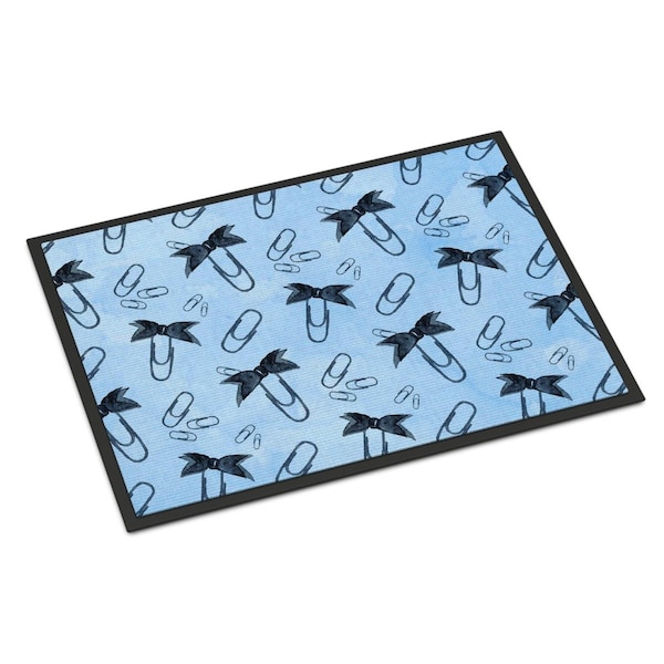 Carolines Treasures Watercolor Paper Clips Blue Indoor or Outdoor Mat, 18 x 27 in. BB7544MAT - main